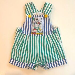 Vintage Little Kids Striped Beach Day Overalls 12/18 m EUC
